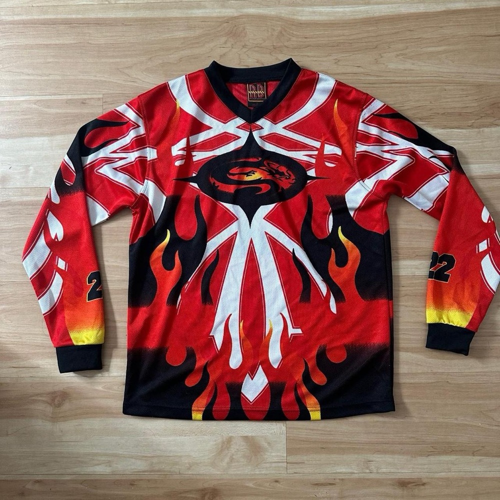 Red and Black Flame Long Sleeve Shirt